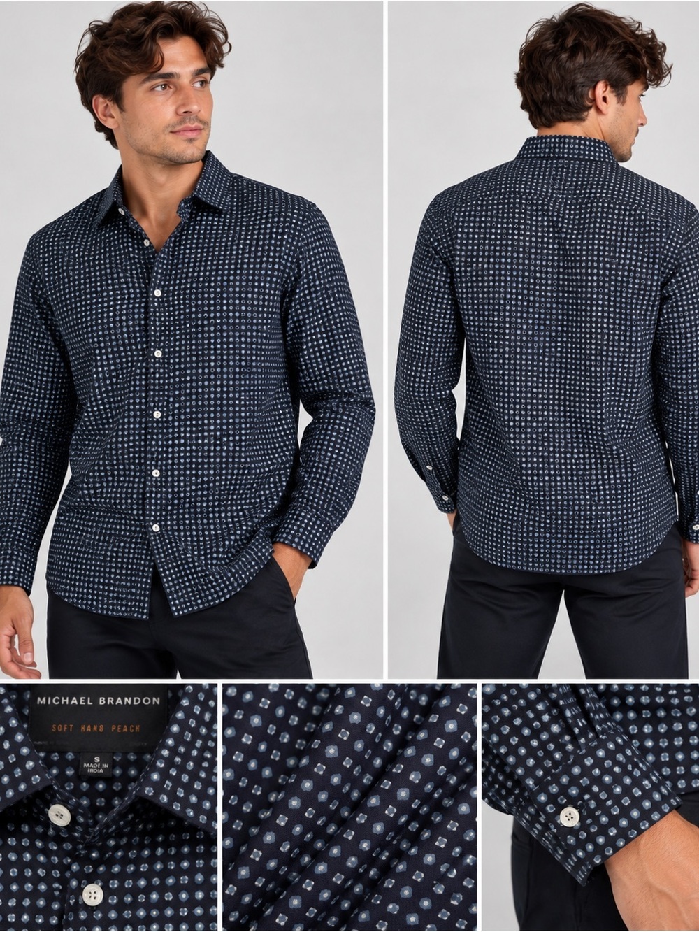 Michael Brandon Men’s Button-Up Shirt - Size‎ S - Navy Blue - NEW with Tags